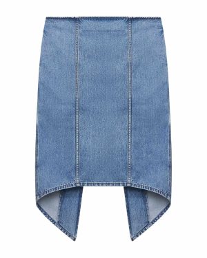 JW ANDERSON | Light blue cotton denim layered midi skirt | Women | 8