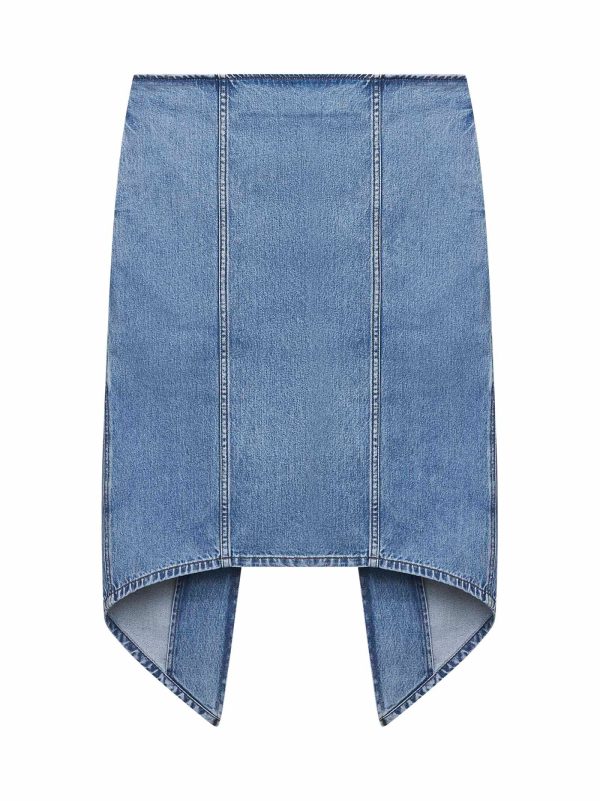 JW ANDERSON | Light blue cotton denim layered midi skirt | Women | 8