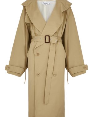 JW Anderson Double-breasted Hooded Cotton Trench Coat - Beige - M
