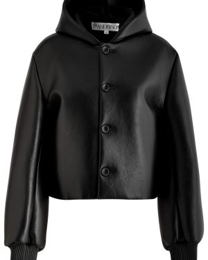 JW Anderson Hooded Padded Leather Jacket - Black - 10 (UK10 / S)