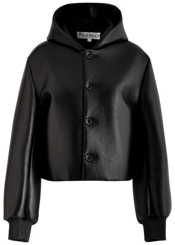 JW Anderson Hooded Padded Leather Jacket - Black - 10 (UK10 / S)