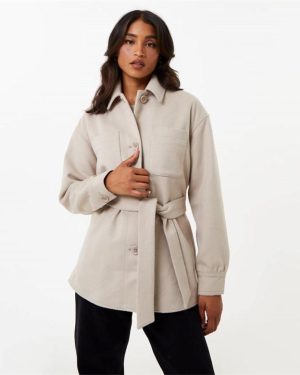 Jack Wills Belted Shacket - Cream