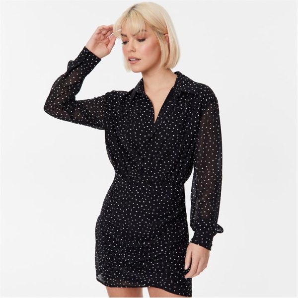 Jack Wills Draped Shirt Dress - Black