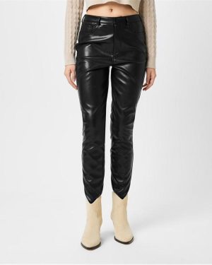 Jack Wills Faux Leather Skinny Trousers - Black