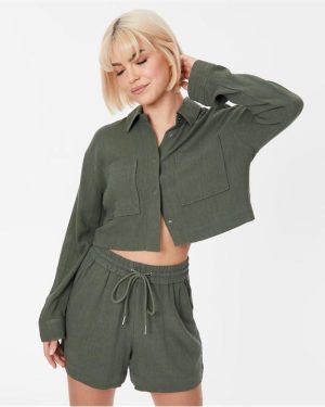 Jack Wills Linen-Blend Shacket - Green