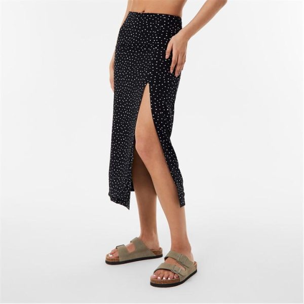 Jack Wills Split Midi Skirt - Black