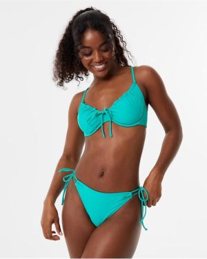 Jack Wills Underwired Tie Front Bikini Top - Green