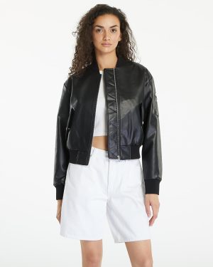 Jacket Calvin Klein Jeans Faux Leather Bomber Jacket Black XS