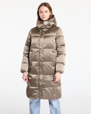 Jacket Calvin Klein Jeans Shiny Satin Puffer Coat Brindle XS