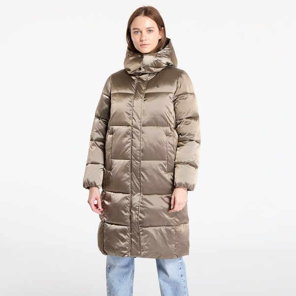 Jacket Calvin Klein Jeans Shiny Satin Puffer Coat Brindle XS