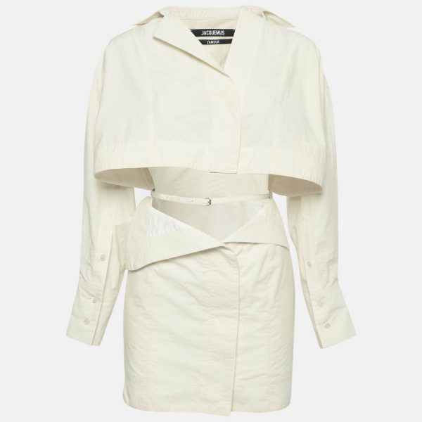 Jacquemus Cream Cotton Cut-Out Detail L'amour Mini Dress XS