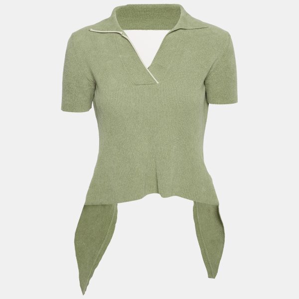 Jacquemus Green Rib Knit Tie-Up Back Open Top S