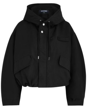 Jacquemus La Parka Courte Caraco Hooded Canvas Jacket - Black - 34 (UK6 /xs)