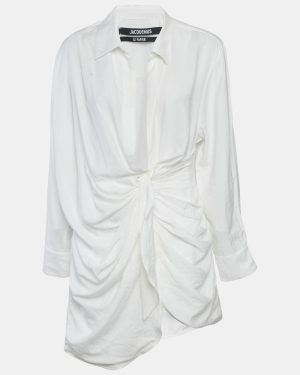 Jacquemus White Cotton Le Papier Mini Shirt Dress M