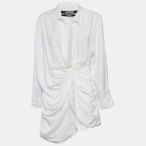 Jacquemus White Cotton Le Papier Mini Shirt Dress M