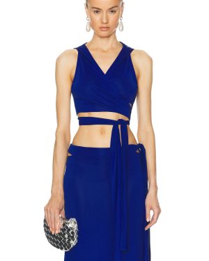 Jade Cropper Hooded Crop Top in Blue - Blue. Size 34 (also in 40).