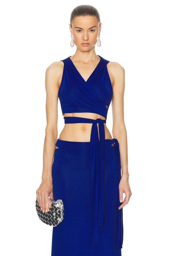 Jade Cropper Hooded Crop Top in Blue - Blue. Size 34 (also in 40).