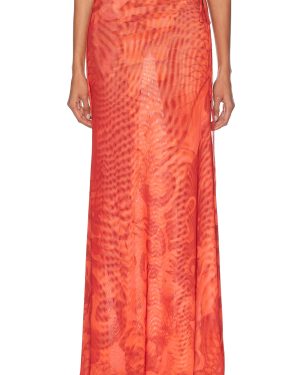 Jade Cropper Reversible Maxi Skirt in Red Snake Print - Red. Size 34 (also in 36, 38, 40).