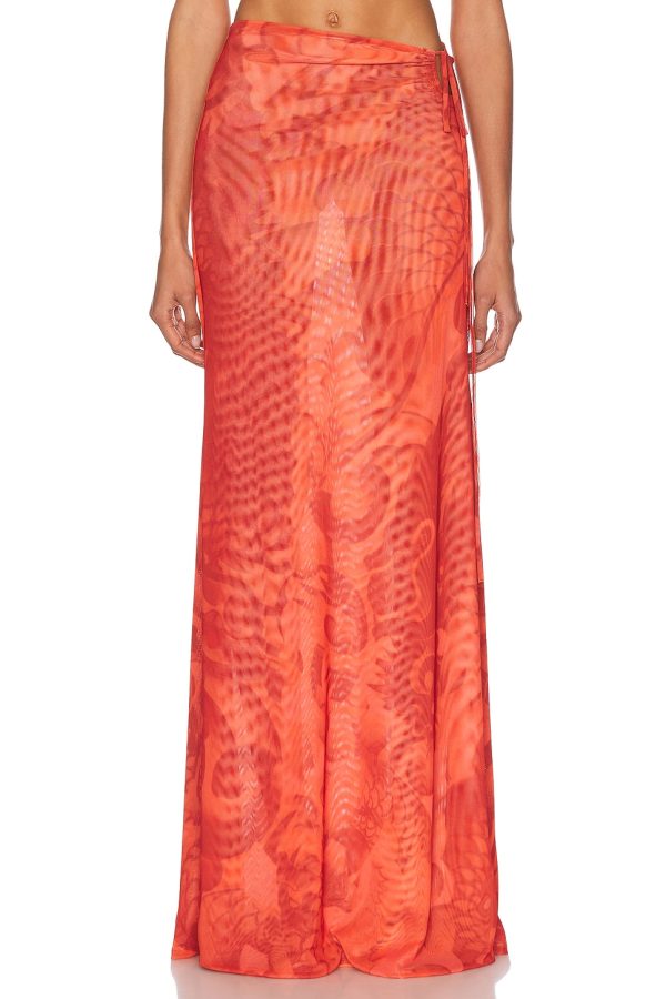Jade Cropper Reversible Maxi Skirt in Red Snake Print - Red. Size 34 (also in 36, 38, 40).