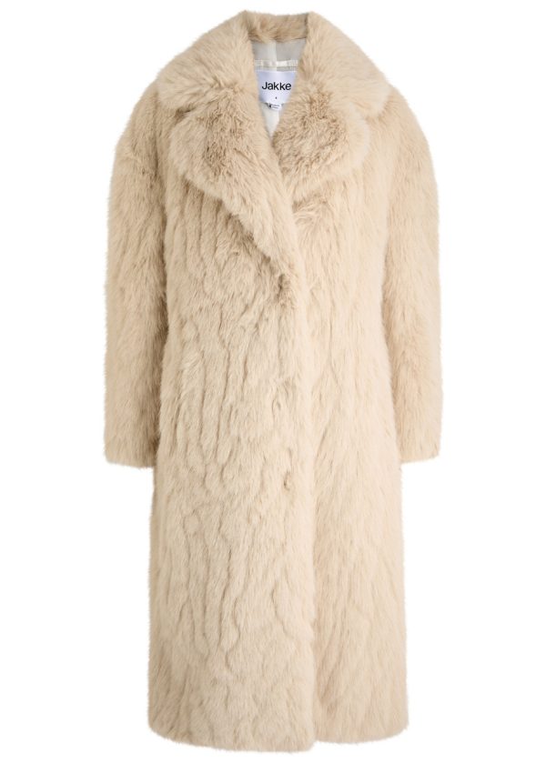 Jakke Katie Faux fur Coat - Light Beige - M (UK12 / M)