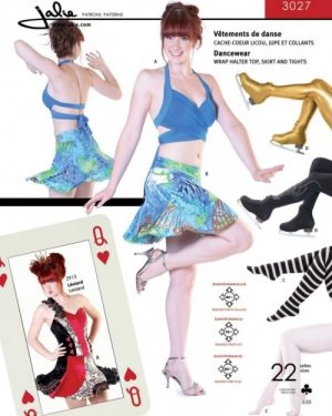 Jalie Paper Sewing Pattern 3027 Wrap Top Tights & Spiral Skirt