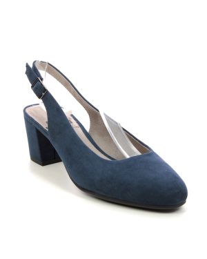 Jana Aburasling Wide Navy Womens Slingback Shoes 29460-42-805 in a Plain Textile in Size 37