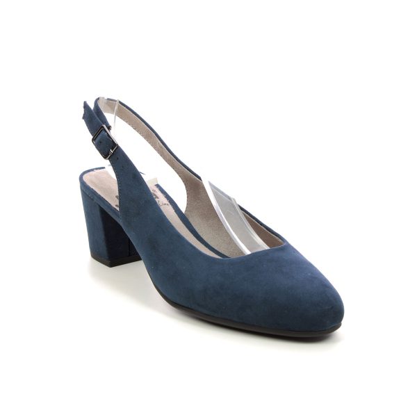 Jana Aburasling Wide Navy Womens Slingback Shoes 29460-42-805 in a Plain Textile in Size 37
