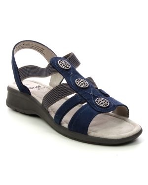 Jana Eleajana Wide Navy Womens Comfortable Sandals 28165-42-805 in a Plain Textile in Size 40
