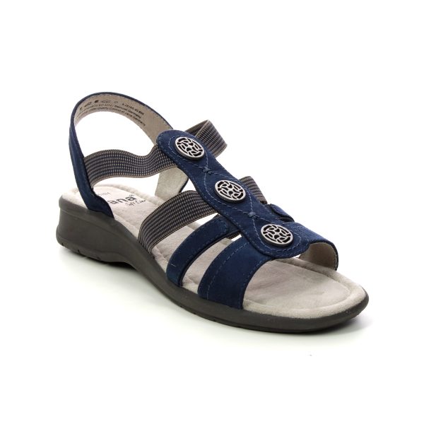 Jana Eleajana Wide Navy Womens Comfortable Sandals 28165-42-805 in a Plain Textile in Size 40