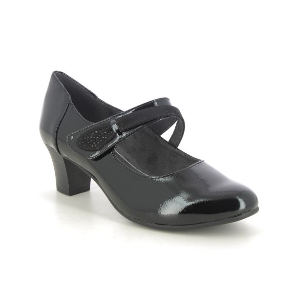 Jana Messi Wide Lmj Black patent Womens Court Shoes 24465-43-018 in a Plain Textile and Man-made in Size 41