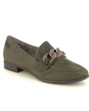 Jana Newan Wide Olive Green Womens loafers 24262-43-722 in a Plain Textile in Size 39