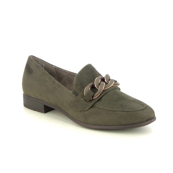 Jana Newan Wide Olive Green Womens loafers 24262-43-722 in a Plain Textile in Size 39