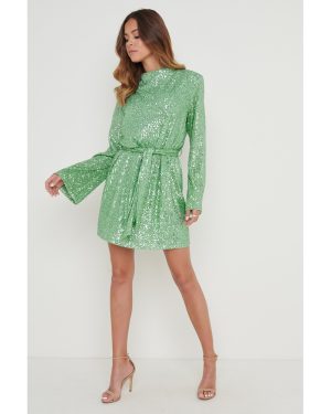 Jayda Cowl Neck Sequin Dress