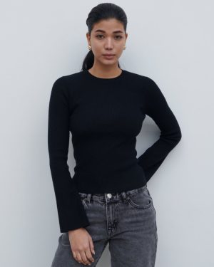 Jayla Long Sleeve Knit Top - Black, XXL
