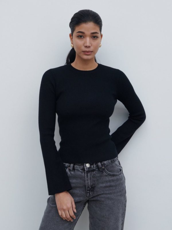 Jayla Long Sleeve Knit Top - Black, XXL
