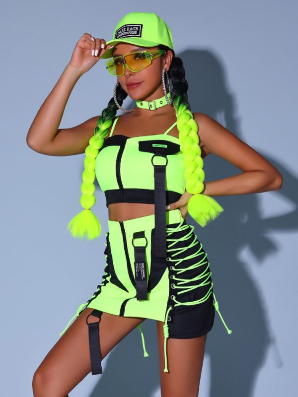 Jazz Dance Costumes Women's Polyester Top Mini Skirt Pants Dancing Wear