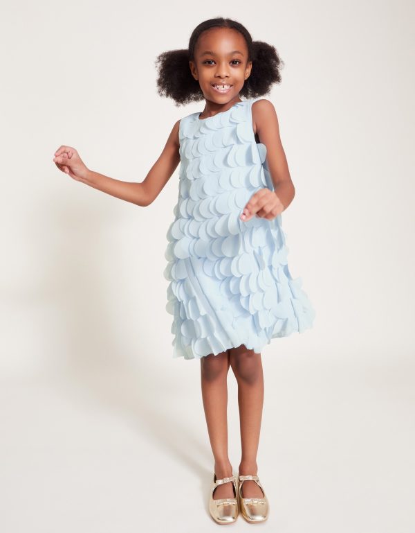 Jazzy Scallop Frill Shift Dress Blue