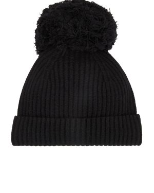 Jean Paul Gaultier Beanie With Pom Pom in Black - Black. Size all.