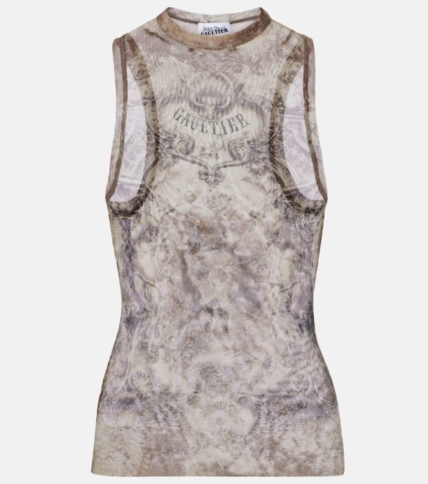 Jean Paul Gaultier Medallion printed mesh tank top