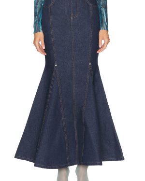 Jean Paul Gaultier Mermaid Denim Skirt in Indigo - Denim-Dark. Size 38 (also in ).