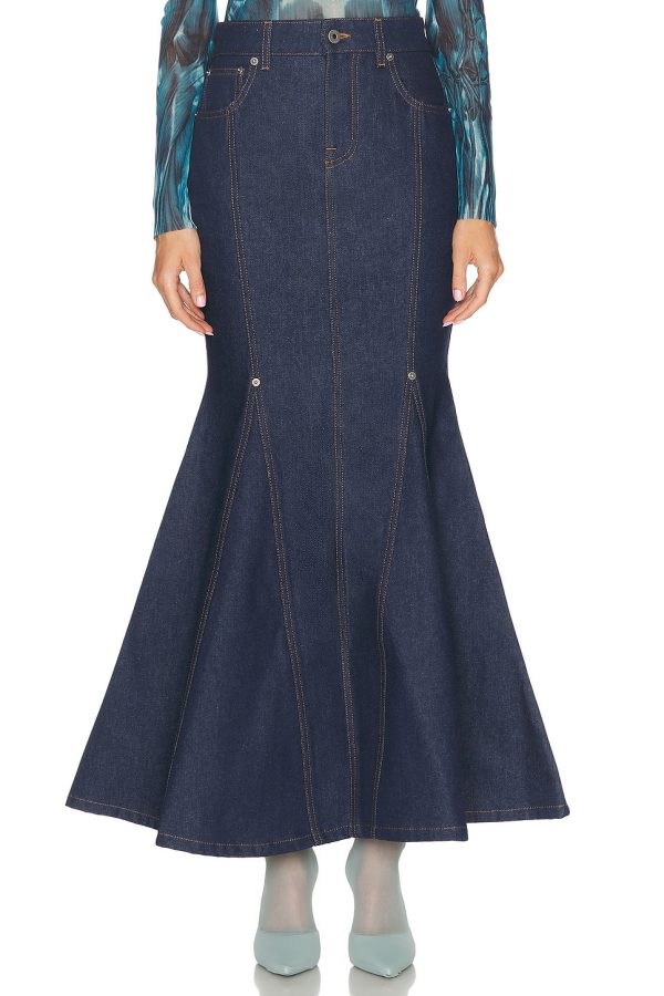 Jean Paul Gaultier Mermaid Denim Skirt in Indigo - Denim-Dark. Size 38 (also in ).
