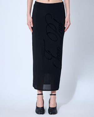 Jean Paul Gaultier Mesh Tattoo Midi Skirt - Woman Skirts Black S