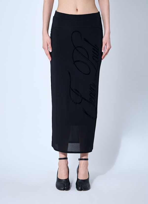 Jean Paul Gaultier Mesh Tattoo Midi Skirt - Woman Skirts Black S