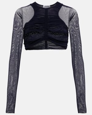 Jean Paul Gaultier Ruched mesh crop top