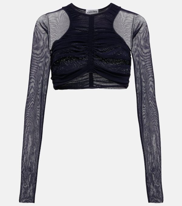 Jean Paul Gaultier Ruched mesh crop top