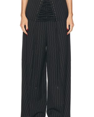 Jean Paul Gaultier Tailored Pant in Black & White - Black. Size 38 (also in 42).