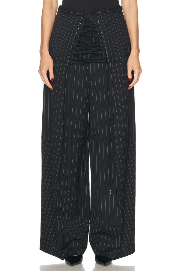 Jean Paul Gaultier Tailored Pant in Black & White - Black. Size 38 (also in 42).