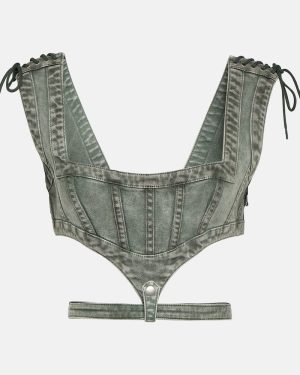 Jean Paul Gaultier x KNWLS cutout denim corset top