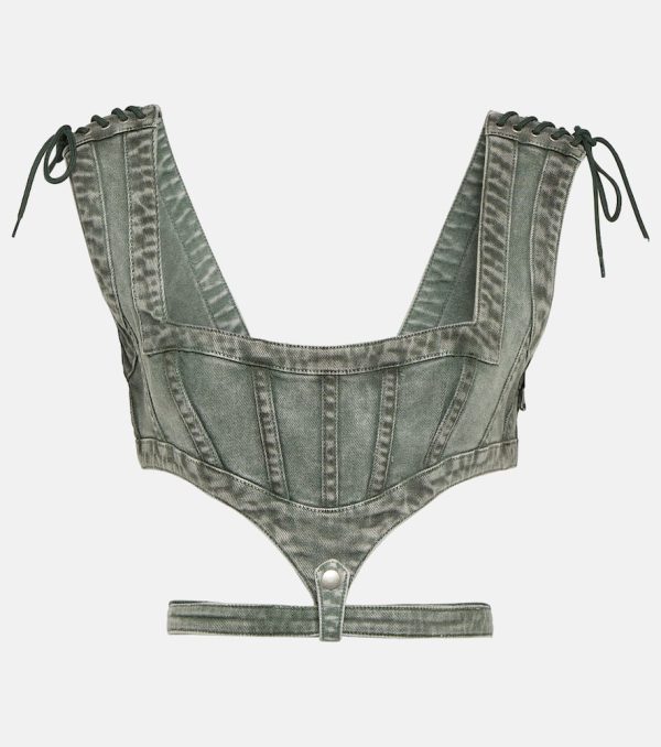 Jean Paul Gaultier x KNWLS cutout denim corset top