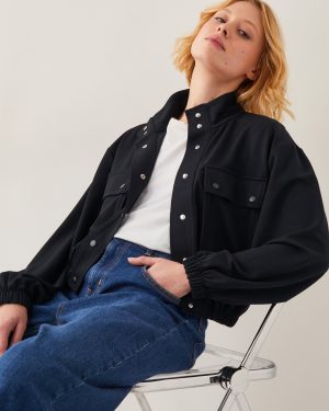 Jen Jersey Utility Jacket Black